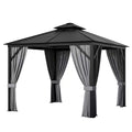 10 Ft. X 10 Ft. Patio Double-Top Hardtop Gazebo Galvanized Steel Roof Aluminum Frame