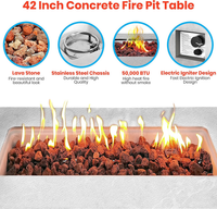 Propane Fire Pit Table Built for Year-Round Warmth, 50,000 BTU Output, Concrete Top, Hidden Tank Storage