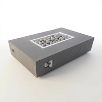 Rectangular Fire Pit Table Built for Multi-Purpose Use, Concrete Construction, Ceramic Wind Guard — Studio Shot