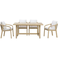 Outdoor Dining Set Built for Weather-Resistant Performance, Solid Eucalyptus Wood, Handwoven Rope Chairs, 5-Piece