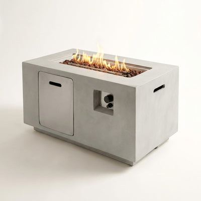 Propane Fire Pit Table Built for Year-Round Warmth, 50,000 BTU Output, Concrete Top, Hidden Tank Storage