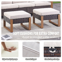 Luxury Outdoor Wicker Patio Furniture Set,5 Piece Deep Seating Outdoor Conversation Set with Patio Swivel Rocker Patio Chairs,Rattan Couch and Ottomans for Deck Porch Poolside