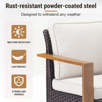 Luxury Outdoor Wicker Patio Furniture Set,5 Piece Deep Seating Outdoor Conversation Set with Patio Swivel Rocker Patio Chairs,Rattan Couch and Ottomans for Deck Porch Poolside