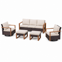 Outdoor Patio Furniture Set Built for All-Weather Use, 5 Piece Wicker, Deep Seating, Swivel Rockers