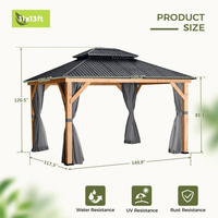 Hardtop Patio Gazebo Designed for Year-Round Outdoor Living, 11x13 Ft, Double Roof, Aluminum Frame