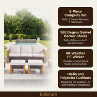 Luxury Outdoor Wicker Patio Furniture Set,5 Piece Deep Seating Outdoor Conversation Set with Patio Swivel Rocker Patio Chairs,Rattan Couch and Ottomans for Deck Porch Poolside — Results & Stats