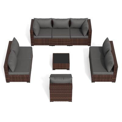 Patio Furniture Set, Outdoor Patio Furniture Wicker Furniture Couch Set, 9 Pieces Outdoor Sectional Sofa, Patio Furniture Set, Outdoor Patio Set for Porch Furniture (Grey)