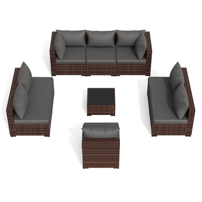 Patio Furniture Set, Outdoor Patio Furniture Wicker Furniture Couch Set, 9 Pieces Outdoor Sectional Sofa, Patio Furniture Set, Outdoor Patio Set for Porch Furniture (Grey)