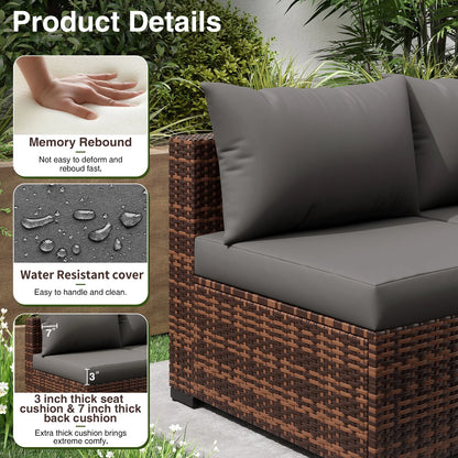 Patio Furniture Set, Outdoor Patio Furniture Wicker Furniture Couch Set, 9 Pieces Outdoor Sectional Sofa, Patio Furniture Set, Outdoor Patio Set for Porch Furniture (Grey)