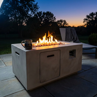 Concrete Outdoor Propane Fire Pit Table, 50,000 BTU Square Gas Fire Table with Adjustable Flame, Lava Rocks, Weather-Resistant Design, and Protective Cover for Patio, Deck, or Backyard — Studio Shot