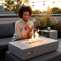 Concrete Fire Pit Table - Rectangular — Lifestyle